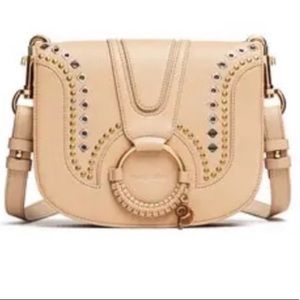 See by Chloe Hana Medium Leather Studded Saddle Shoulder Bag
